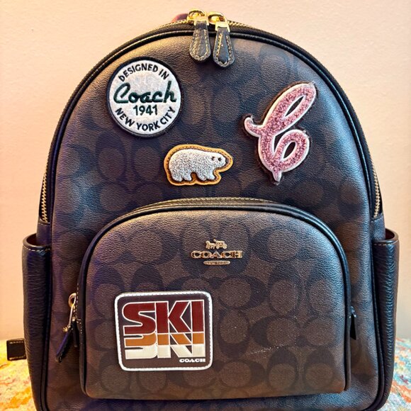 Coach Court Backpack & Accessories in Signature Canvas (Ski Patches) main image 8